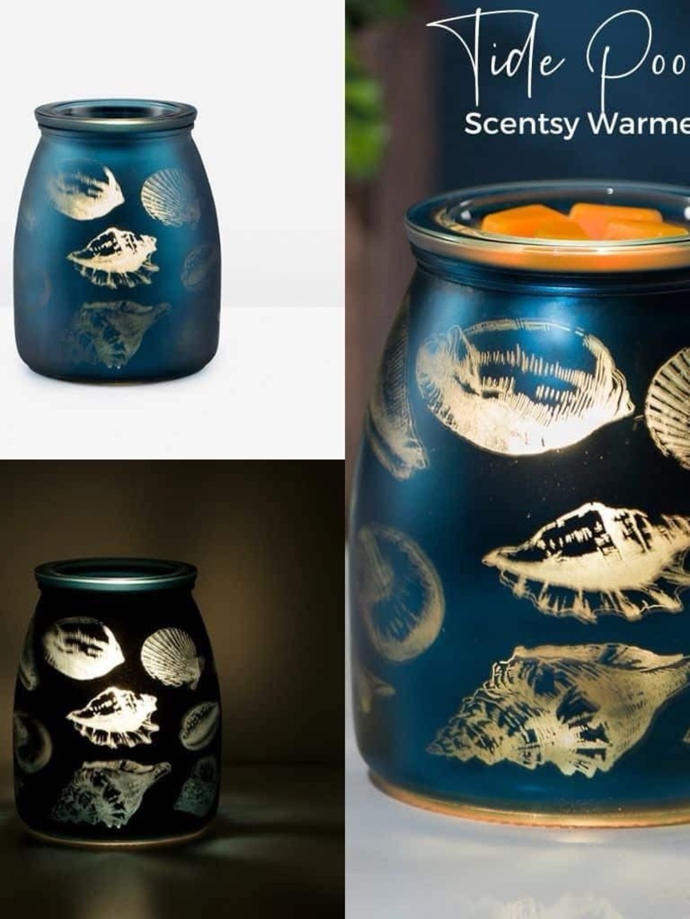 Scentsy Tide Pools Ceramic Warmer in Teal and Gold